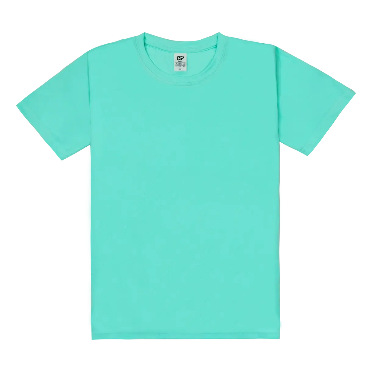 安新衣坊 CP101 海藍色排汗休閒圓領素T恤全件平鋪照。展示 CP Sports 專業平紋排汗布料的滑順質感與經典圓領短袖版型，呈現沉穩海藍色霧面視覺效果。