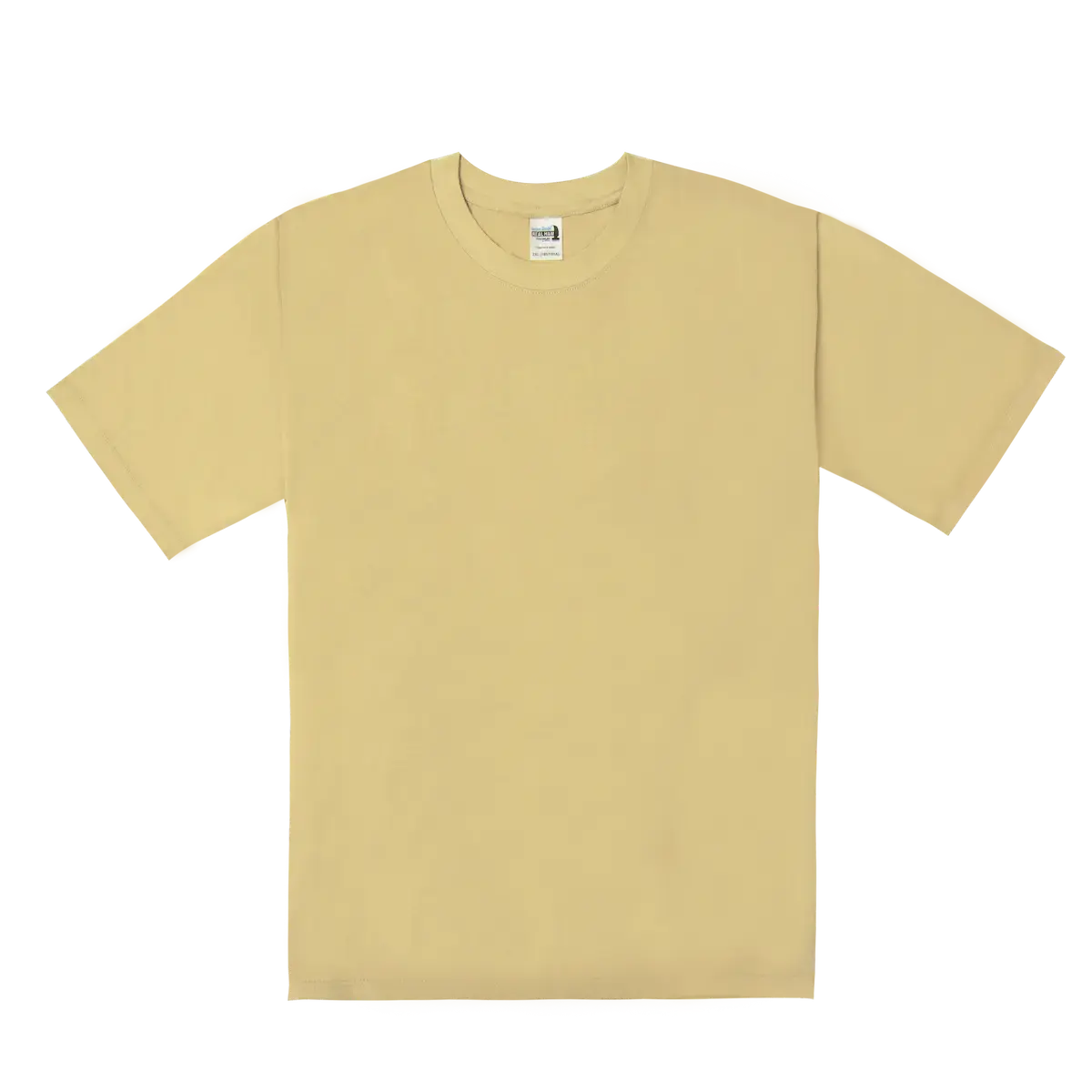 ARRIVE GUIDE AG24000 深卡其色重磅落肩 T 恤正面圖，展示 16 支紗緊密賽洛紡面料的細膩質感與寬鬆潮流版型。