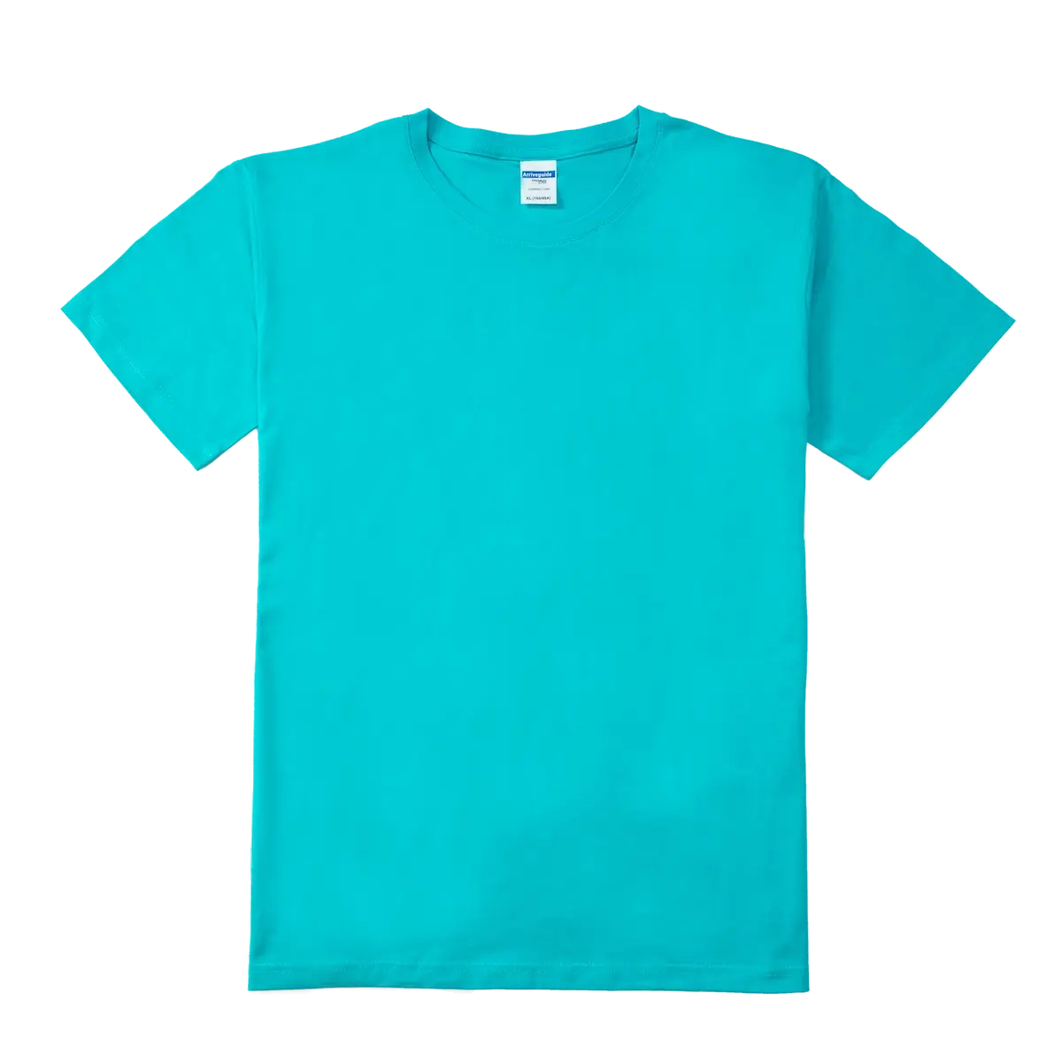 ARRIVE GUIDE AG21000 蒂芬妮藍色重磅 T 恤平拍圖，展示 210克精梳棉面料與清新高雅的湖水綠色調。