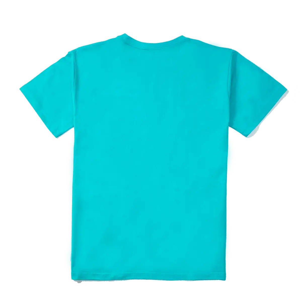 ARRIVE GUIDE AG21000 蒂芬妮藍色重磅 T 恤背面平拍，展現平整寬闊的背部面料，適合各類客製化圖案印刷與精密縫線細節。